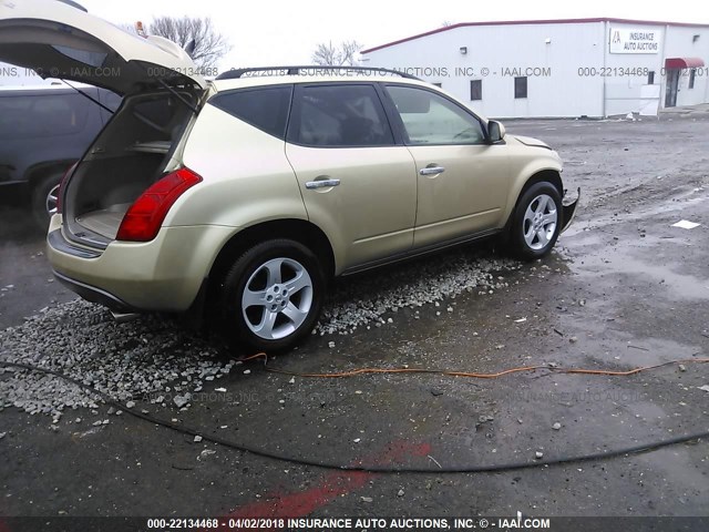 JN8AZ08T44W219950 - 2004 NISSAN MURANO SL/SE TAN photo 4