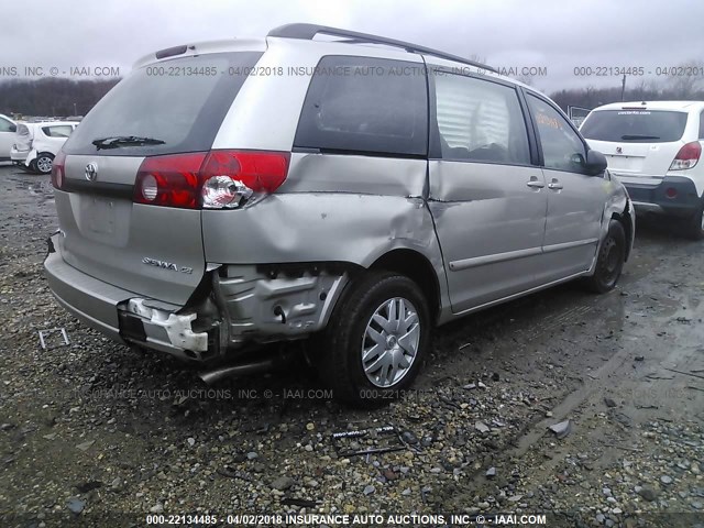 5TDZK23C87S090055 - 2007 TOYOTA SIENNA CE/LE SILVER photo 4