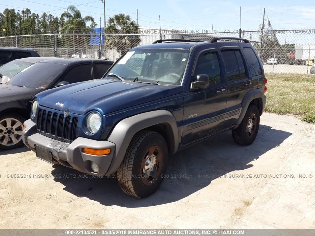 1J4GL48K94W247761 - 2004 JEEP LIBERTY SPORT 蓝色 照片 2