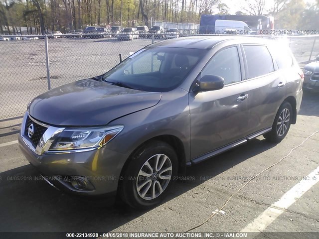 5N1AR2MN6EC729147 - 2014 NISSAN PATHFINDER S/SV/SL/PLATINUM GRAY photo 2