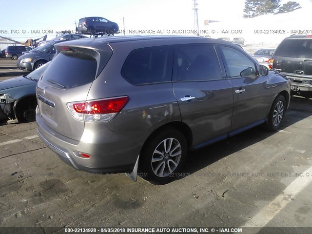 5N1AR2MN6EC729147 - 2014 NISSAN PATHFINDER S/SV/SL/PLATINUM GRAY photo 4