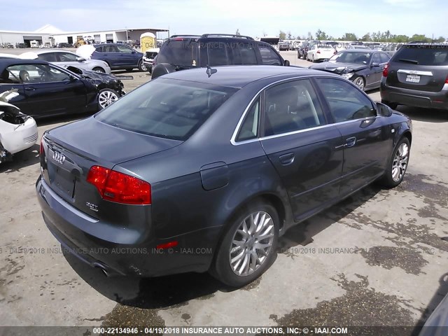 WAUDF78E08A167194 - 2008 AUDI A4 2.0T QUATTRO GRAY photo 4