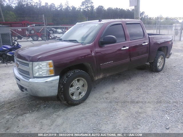 3GCPKSE74DG186119 - 2013 CHEVROLET SILVERADO K1500 LT MAROON photo 2