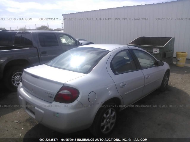 1B3ES56CX5D154344 - 2005 DODGE NEON SXT SILVER photo 4