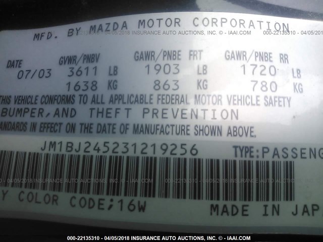 JM1BJ245231219256 - 2003 MAZDA PROTEGE PR5 黑色 照片 9