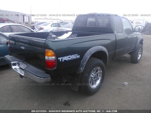 5TESN92N51Z728714 - 2001 TOYOTA TACOMA XTRACAB PRERUNNER GREEN photo 4