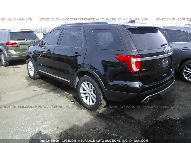 1FM5K7D85GGC35192 - 2016 FORD EXPLORER XLT BLACK photo 3