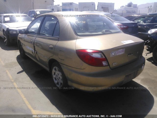 KNADC123926148215 - 2002 KIA RIO GOLD photo 3