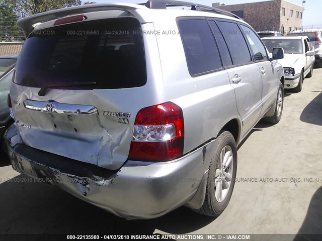 JTEEW21A960028326 - 2006 TOYOTA HIGHLANDER HYBRID SILVER photo 4