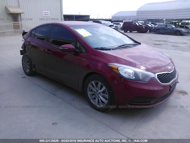 KNAFX4A61G5608166 - 2016 KIA FORTE LX RED photo 1