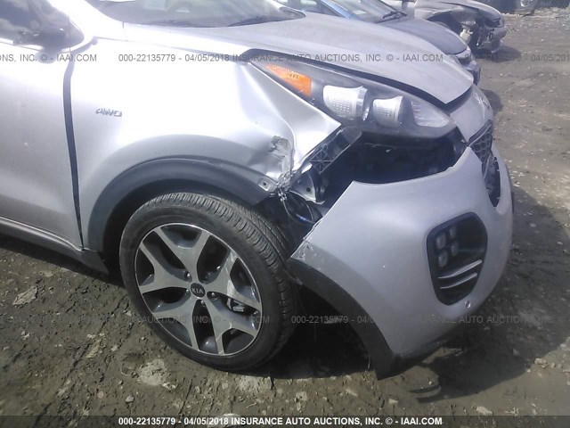 KNDPRCA62H7183347 - 2017 KIA SPORTAGE SX SILVER photo 6