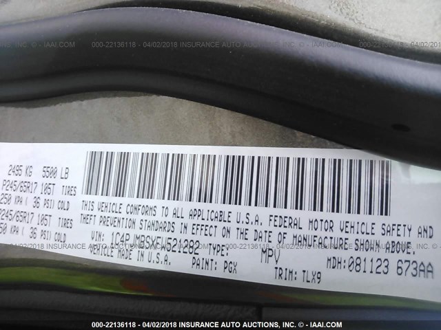 1C4PJMBSXFW521282 - 2015 JEEP CHEROKEE TRAILHAWK 绿色 照片 9