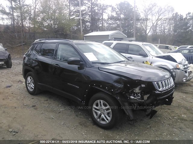 3C4NJCAB6JT211115 - 2018 JEEP COMPASS SPORT BLACK photo 1