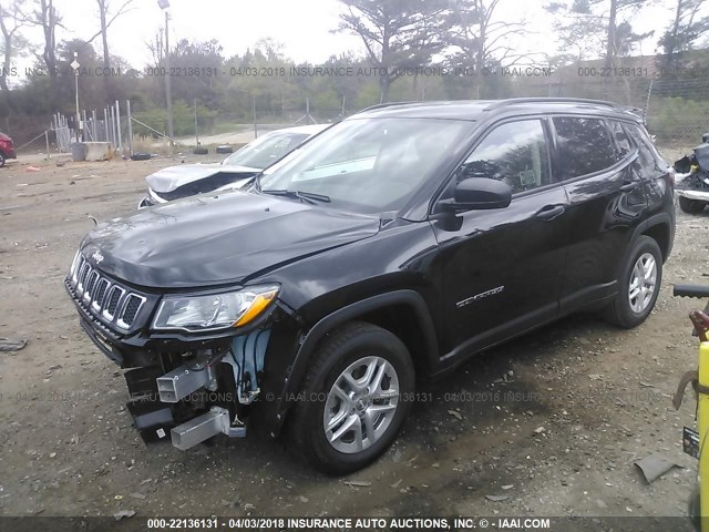 3C4NJCAB6JT211115 - 2018 JEEP COMPASS SPORT BLACK photo 2