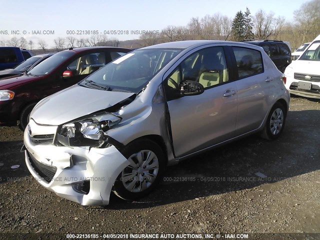 JTDKTUD30DD561079 - 2013 TOYOTA YARIS SILVER photo 2