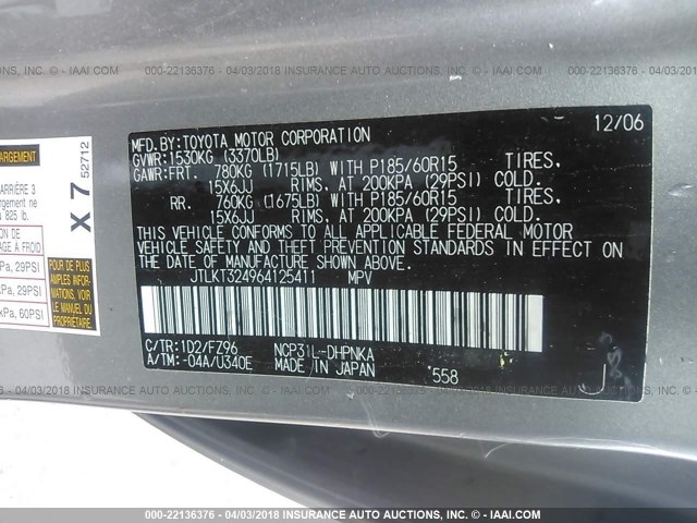 JTLKT324964125411 - 2006 TOYOTA SCION XB SILVER photo 9
