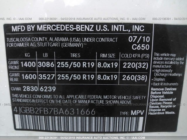 4JGBB2FB7BA631666 - 2011 MERCEDES-BENZ ML 350 BLUETEC WHITE photo 9