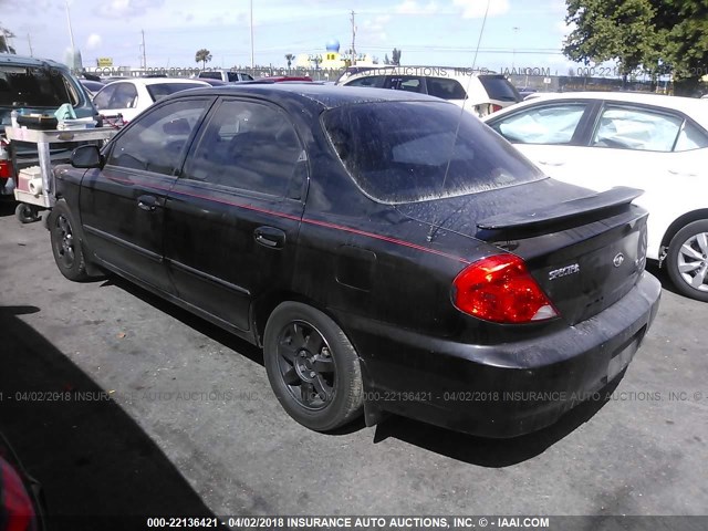 KNAFB121325137128 - 2002 KIA SPECTRA LS BLACK photo 3