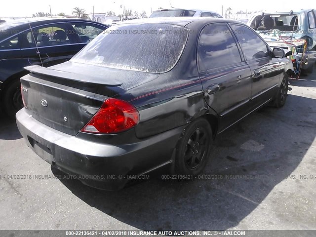 KNAFB121325137128 - 2002 KIA SPECTRA LS BLACK photo 4