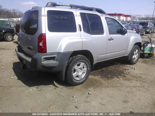 5N1AN08WX7C503392 - 2007 NISSAN XTERRA OFF ROAD/S/SE SILVER photo 4