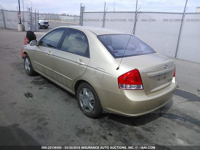 KNAFE222495668192 - 2009 KIA SPECTRA EX/LX/SX GOLD photo 3