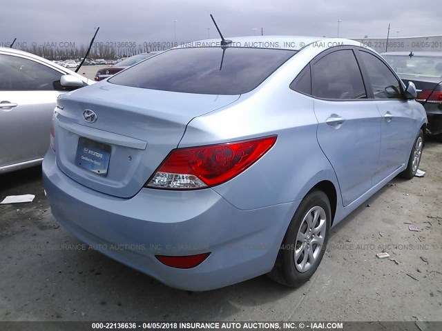 KMHCT4AE9DU510184 - 2013 HYUNDAI ACCENT GLS/GS BLUE photo 4