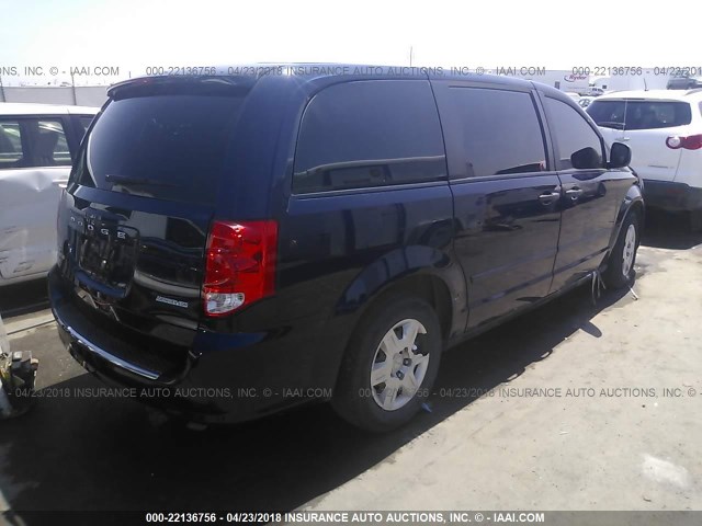 2C4RDGBG0DR532746 - 2013 DODGE GRAND CARAVAN SE Dark Blue photo 4