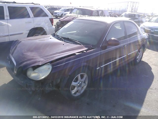 KMHWF35H85A191897 - 2005 HYUNDAI SONATA GLS/LX BURGUNDY photo 2