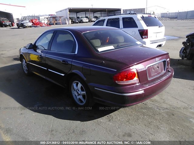 KMHWF35H85A191897 - 2005 HYUNDAI SONATA GLS/LX BURGUNDY photo 3