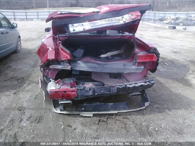 2C3CDYAG1CH232073 - 2012 DODGE CHALLENGER SXT RED photo 6