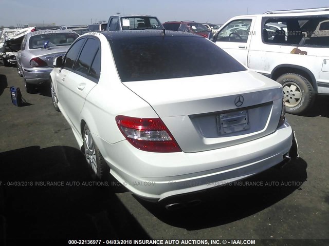 WDDGF54X59R078547 - 2009 MERCEDES-BENZ C 300 WHITE photo 3