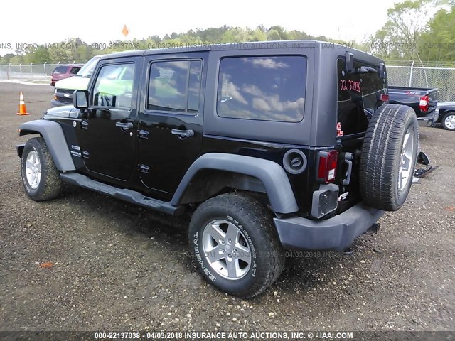 1C4BJWDG9DL522176 - 2013 JEEP WRANGLER UNLIMITE SPORT BLACK photo 3