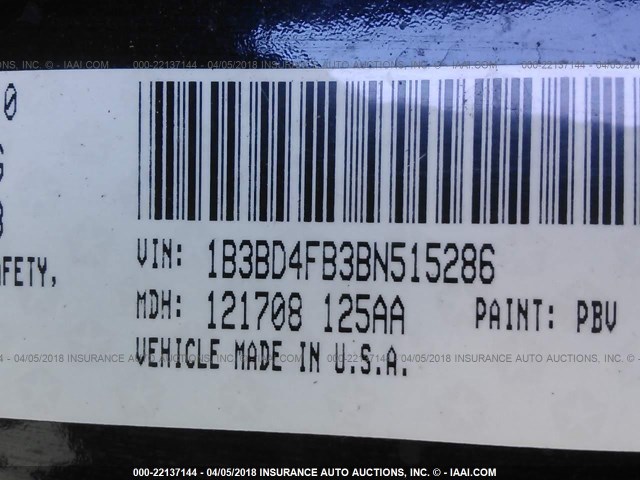 1B3BD4FB3BN515286 - 2011 DODGE AVENGER EXPRESS 黑色 照片 9