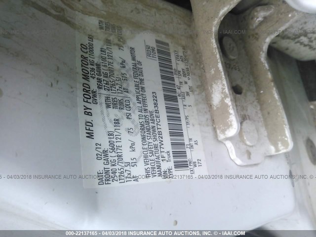 1FT7W2BT7CEB38223 - 2012 FORD F250 SUPER DUTY WHITE photo 9