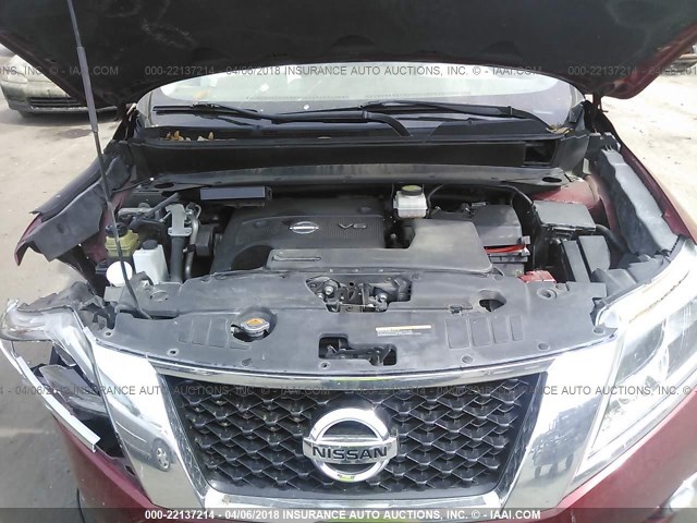 5N1AR2MN1DC666862 - 2013 NISSAN PATHFINDER S/SV/SL/PLATINUM 红色 照片 10