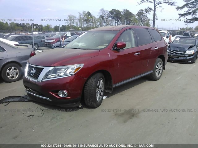 5N1AR2MN1DC666862 - 2013 NISSAN PATHFINDER S/SV/SL/PLATINUM 红色 照片 2