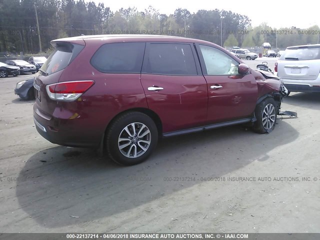 5N1AR2MN1DC666862 - 2013 NISSAN PATHFINDER S/SV/SL/PLATINUM 红色 照片 4