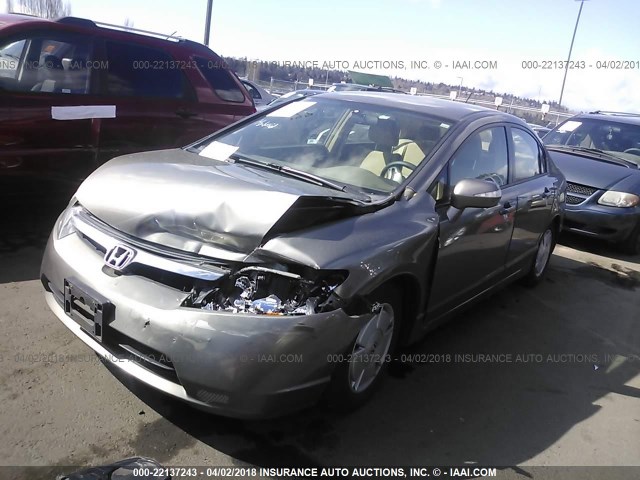 JHMFA36287S001301 - 2007 HONDA CIVIC HYBRID BROWN photo 2