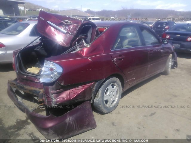 4T1BF32K22U007708 - 2002 TOYOTA CAMRY LE/XLE/SE მუქწითელი ფოტო 4