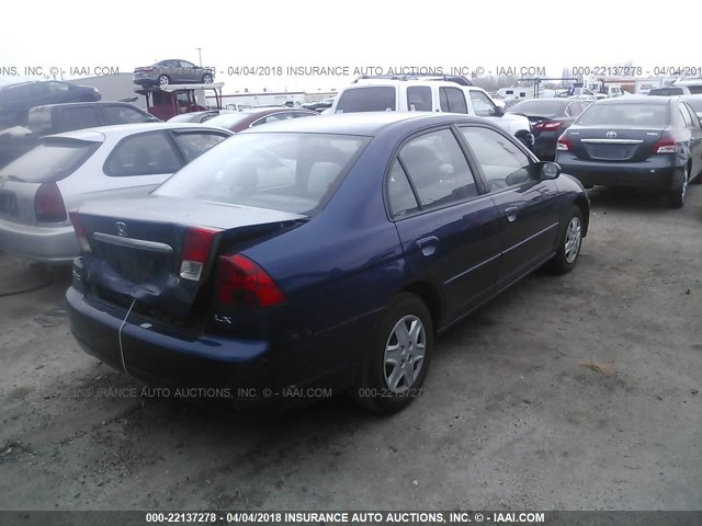 2HGES16523H600061 - 2003 HONDA CIVIC LX BLUE photo 4