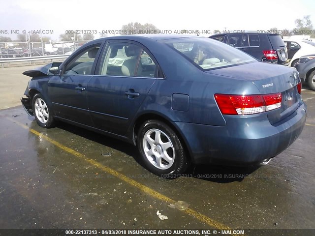 5NPEU46F86H078700 - 2006 HYUNDAI SONATA GLS/LX BLUE photo 3