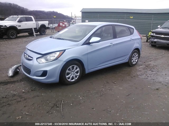 KMHCT5AE3EU173602 - 2014 HYUNDAI ACCENT GLS/GS Light Blue photo 2