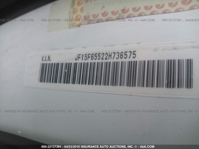 JF1SF65522H736575 - 2002 SUBARU FORESTER S Սպիտակ լուսանկար 9