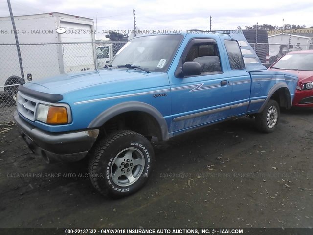 1FTCR15X7TPB04446 - 1996 FORD RANGER SUPER CAB BLUE photo 2