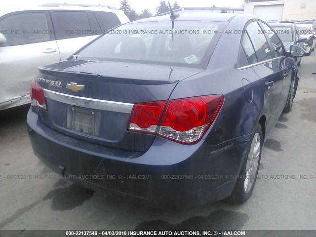 1G1P75SZ7E7100798 - 2014 CHEVROLET CRUZE BLUE photo 4