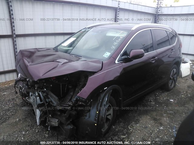 5J6RM4H90FL114796 - 2015 HONDA CR-V TOURING MAROON photo 2