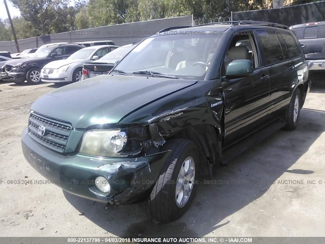 JTEGF21A420054321 - 2002 TOYOTA HIGHLANDER LIMITED GREEN photo 2