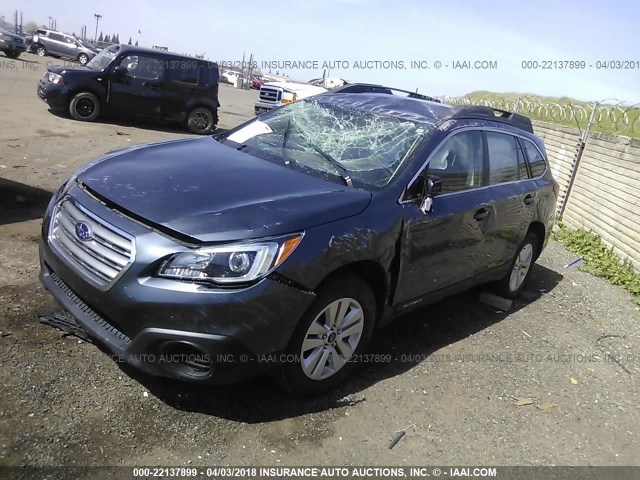 4S4BSAAC6H3370747 - 2017 SUBARU OUTBACK 2.5I GRAY photo 2