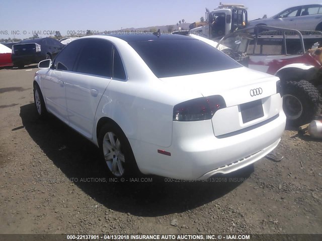 WAUAF78E78A167244 - 2008 AUDI A4 2.0T WHITE photo 3