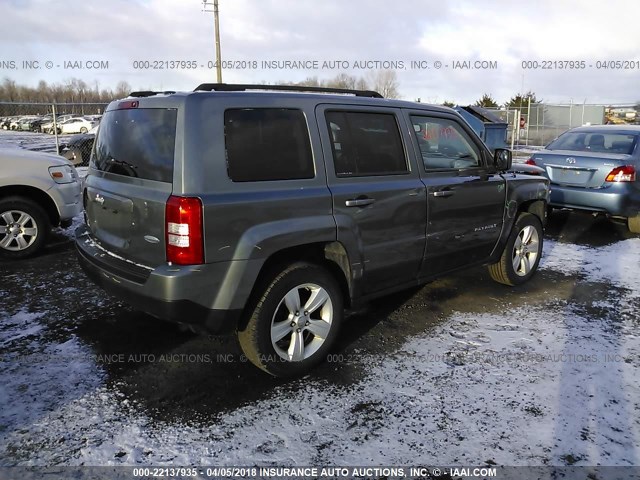 1C4NJRFB9CD672331 - 2012 JEEP PATRIOT LATITUDE GRAY photo 4